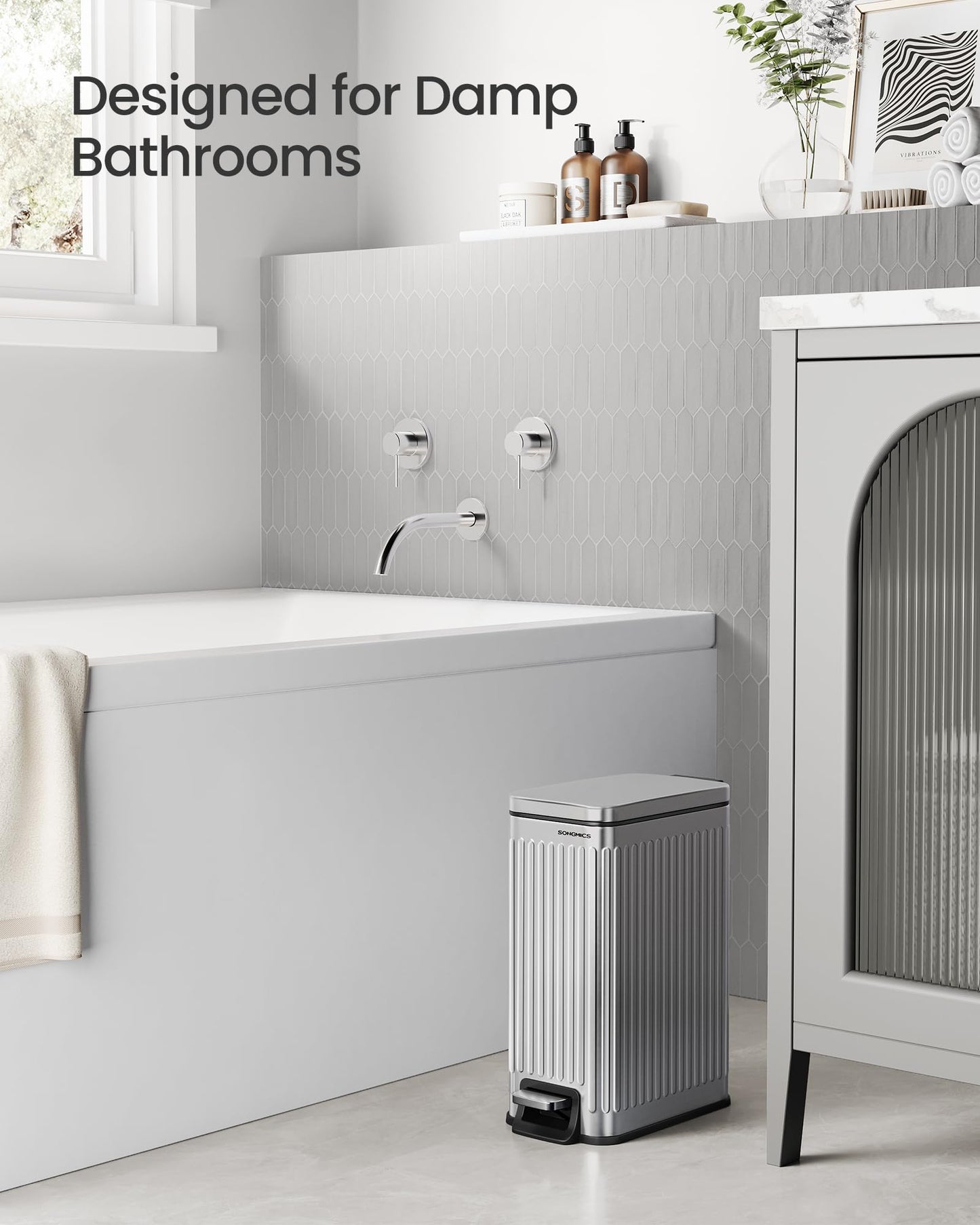 SONGMICS 1.6-Gallon Slim Bathroom Trash Can