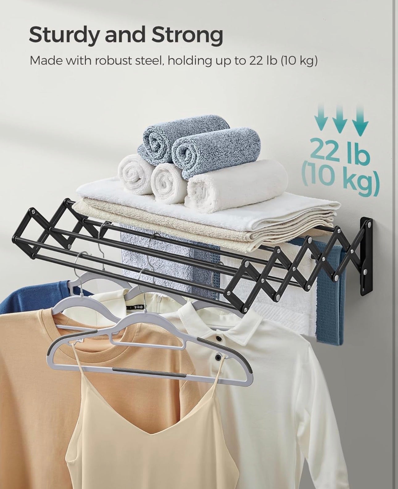 SONGMICS Wall-Mounted Folding Drying Rack