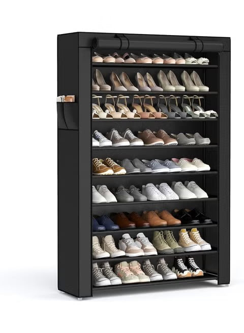 SONGMICS 10-Tier Shoe Rack with Cover – Large Capacity Organizer