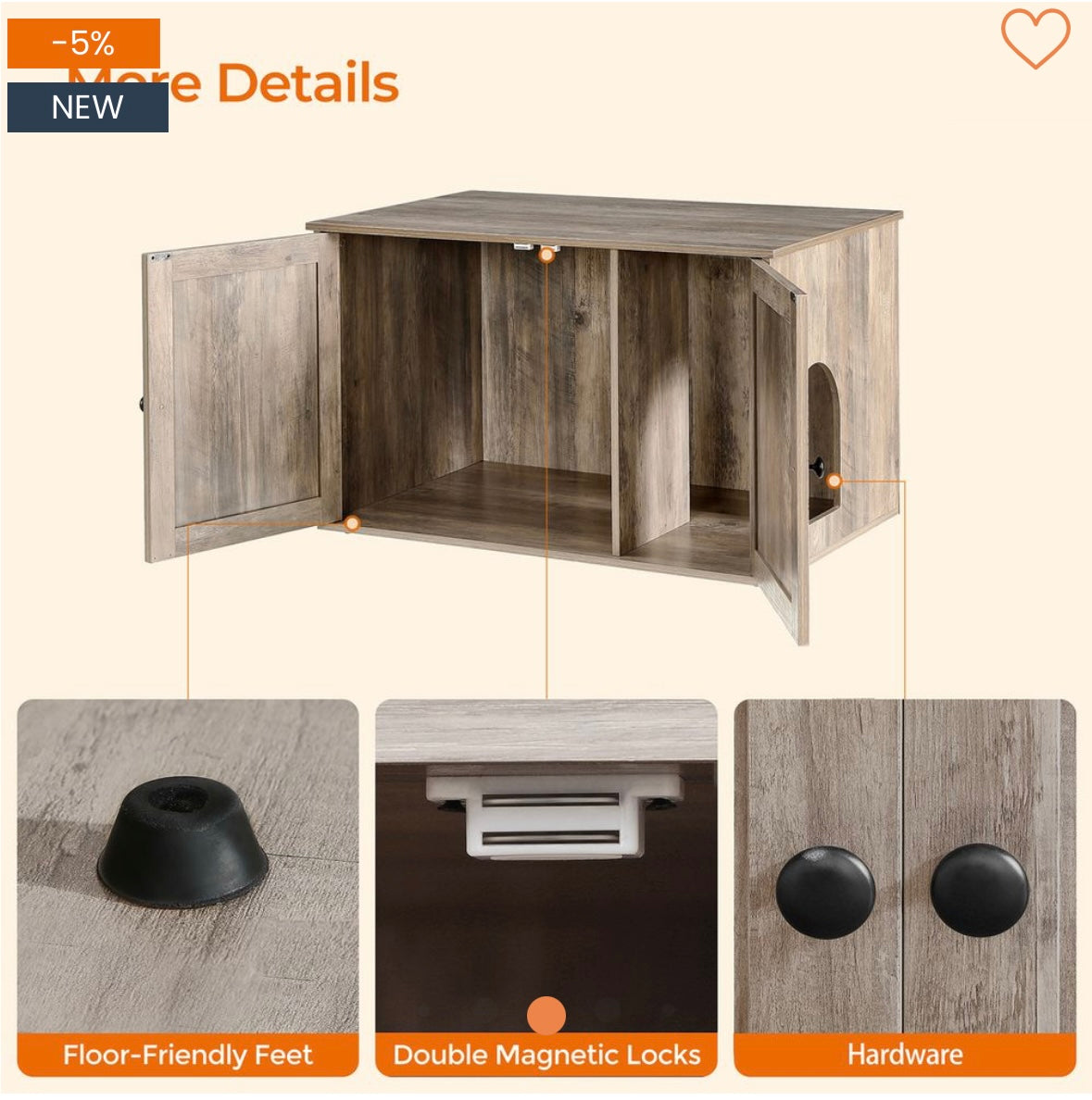 Rustic Cat Litter Box Enclosure with Barn Doors