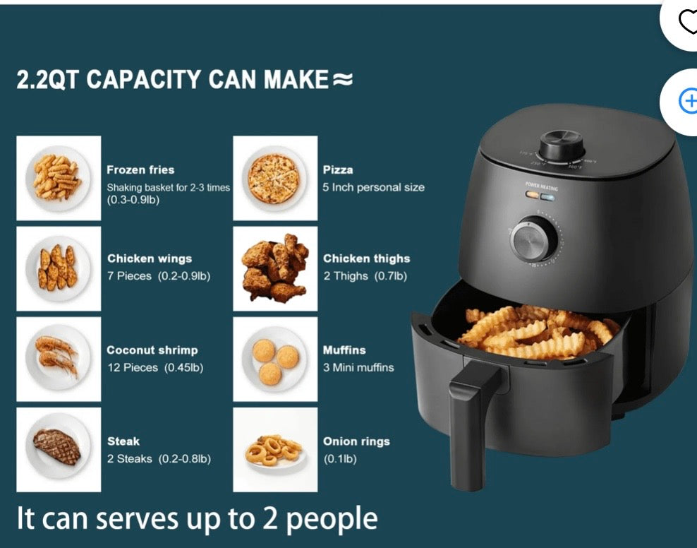 Compact Air Fryer – 2.2 Qt