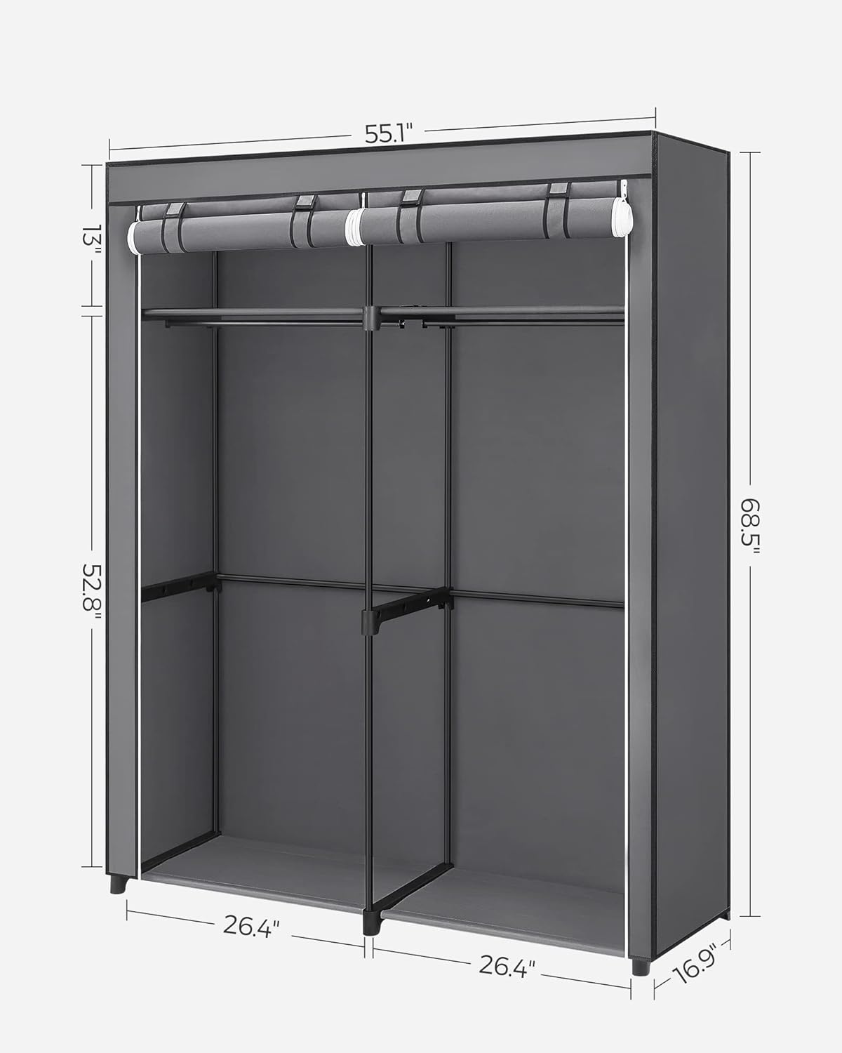 SONGMICS Portable Fabric Wardrobe Closet – Gray