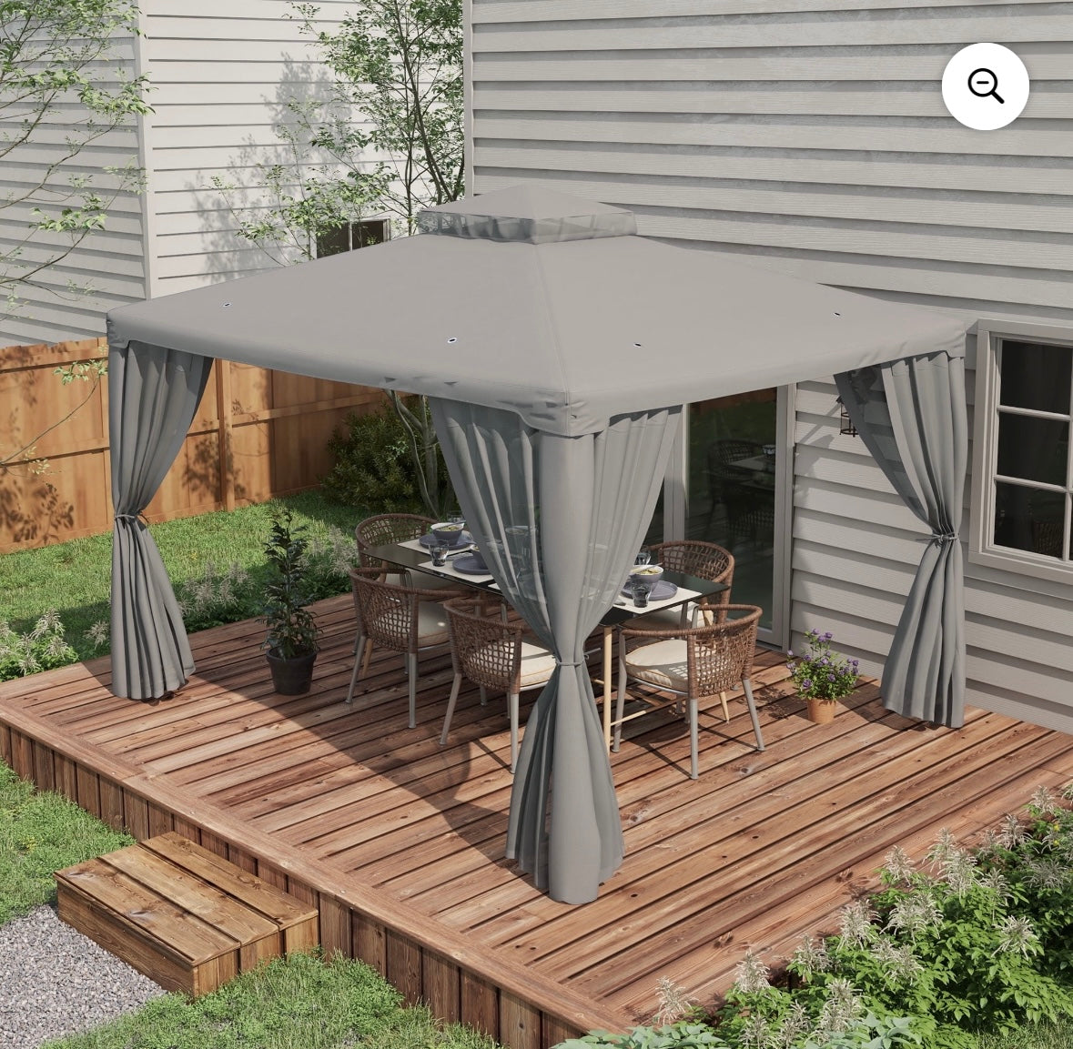 Outsunny 12×10 ft Outdoor Screened Gazebo — UV-Resistant Double Roof Canopy with Mosquito Netting (Light Grey)