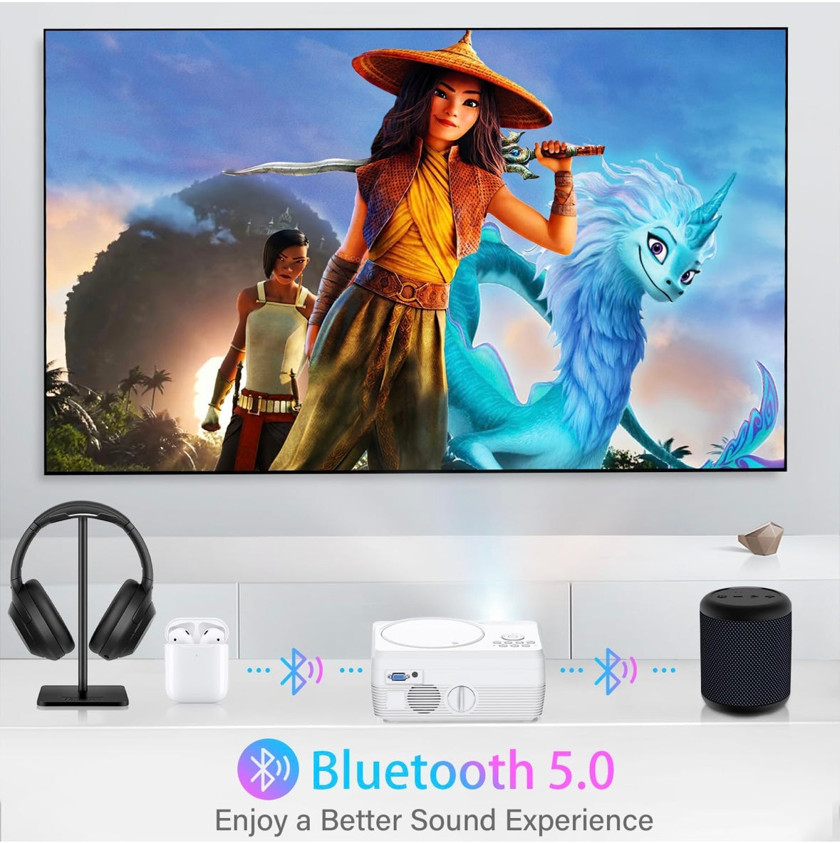 Dxyiitoo WiFi Home Theater Projector — Built-In DVD Player & Bluetooth HD Projection (1080p Max Resolution)