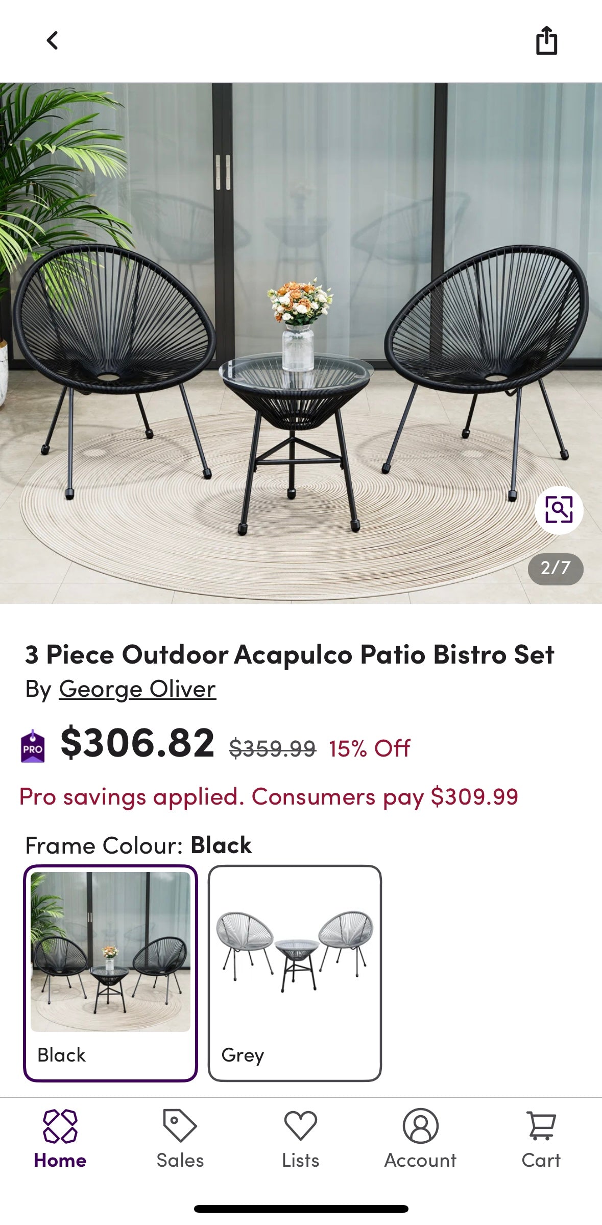 3-Piece Rattan Patio Bistro Set – Acapulco-Style Chairs with Glass Table (Black & Grey)