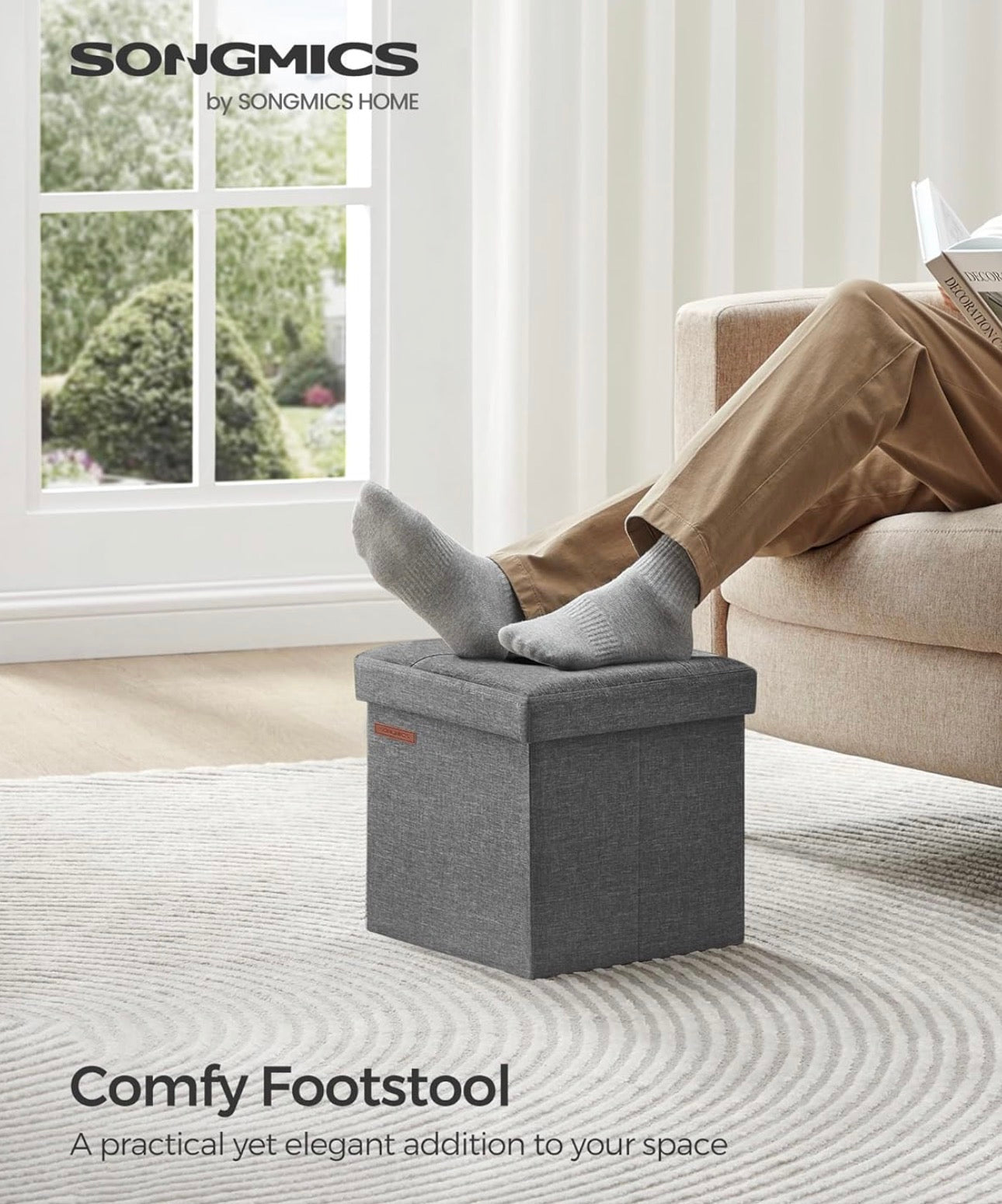 SONGMICS Foldable Storage Ottoman