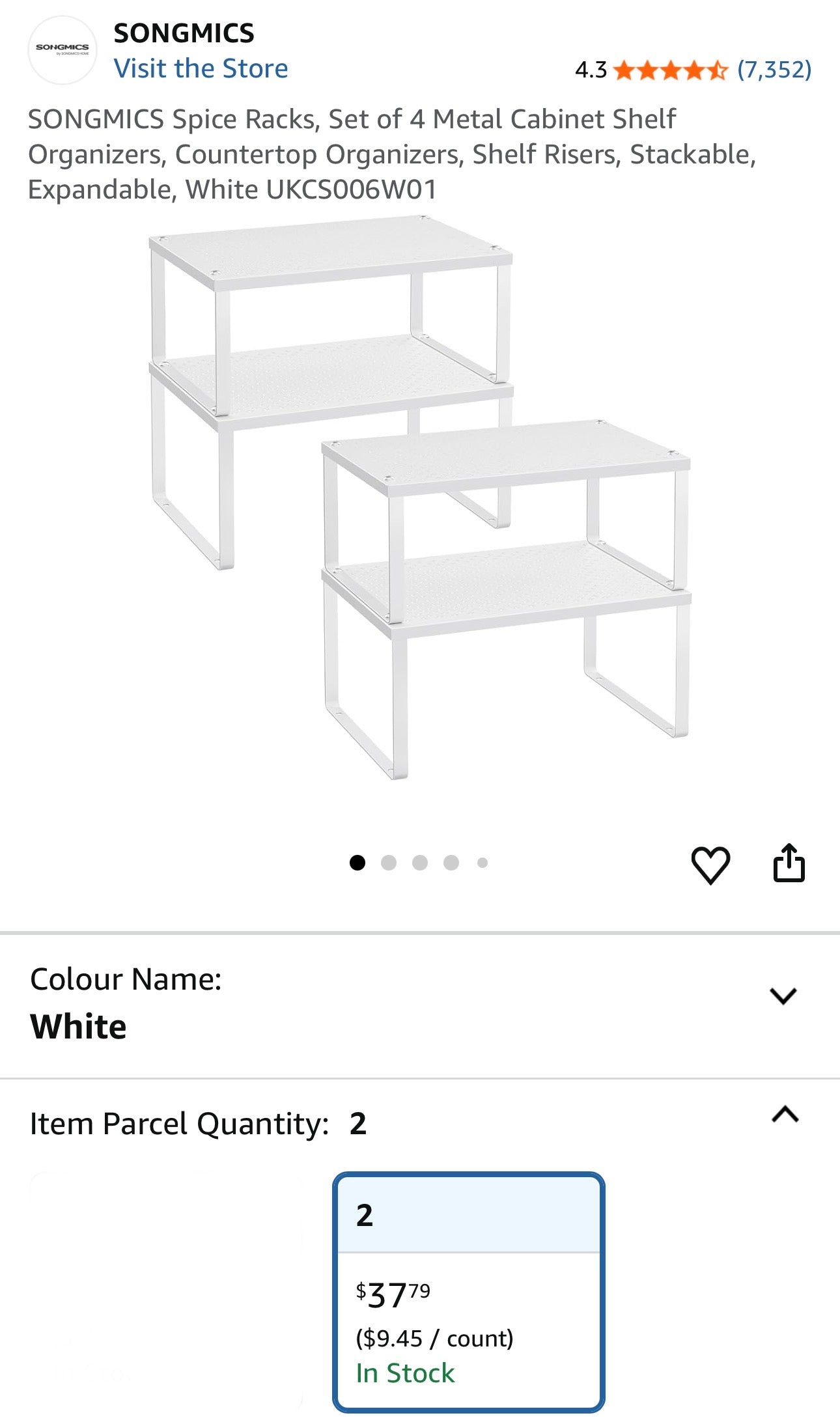 SONGMICS 4-Piece Expandable Metal Cabinet Organizer Set