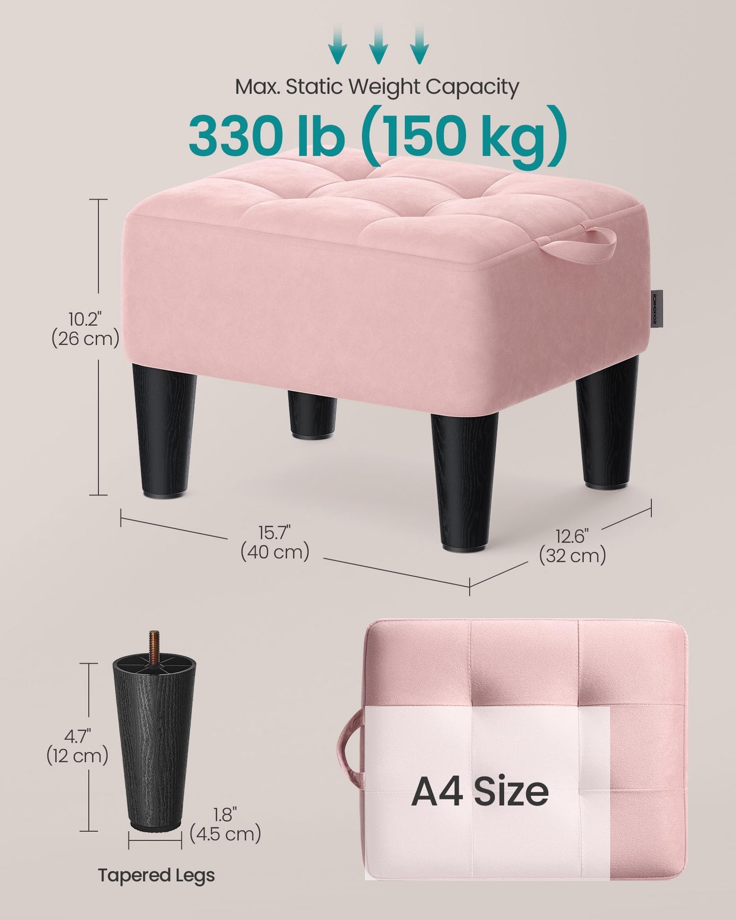 Velvet Storage Ottoman Footstool