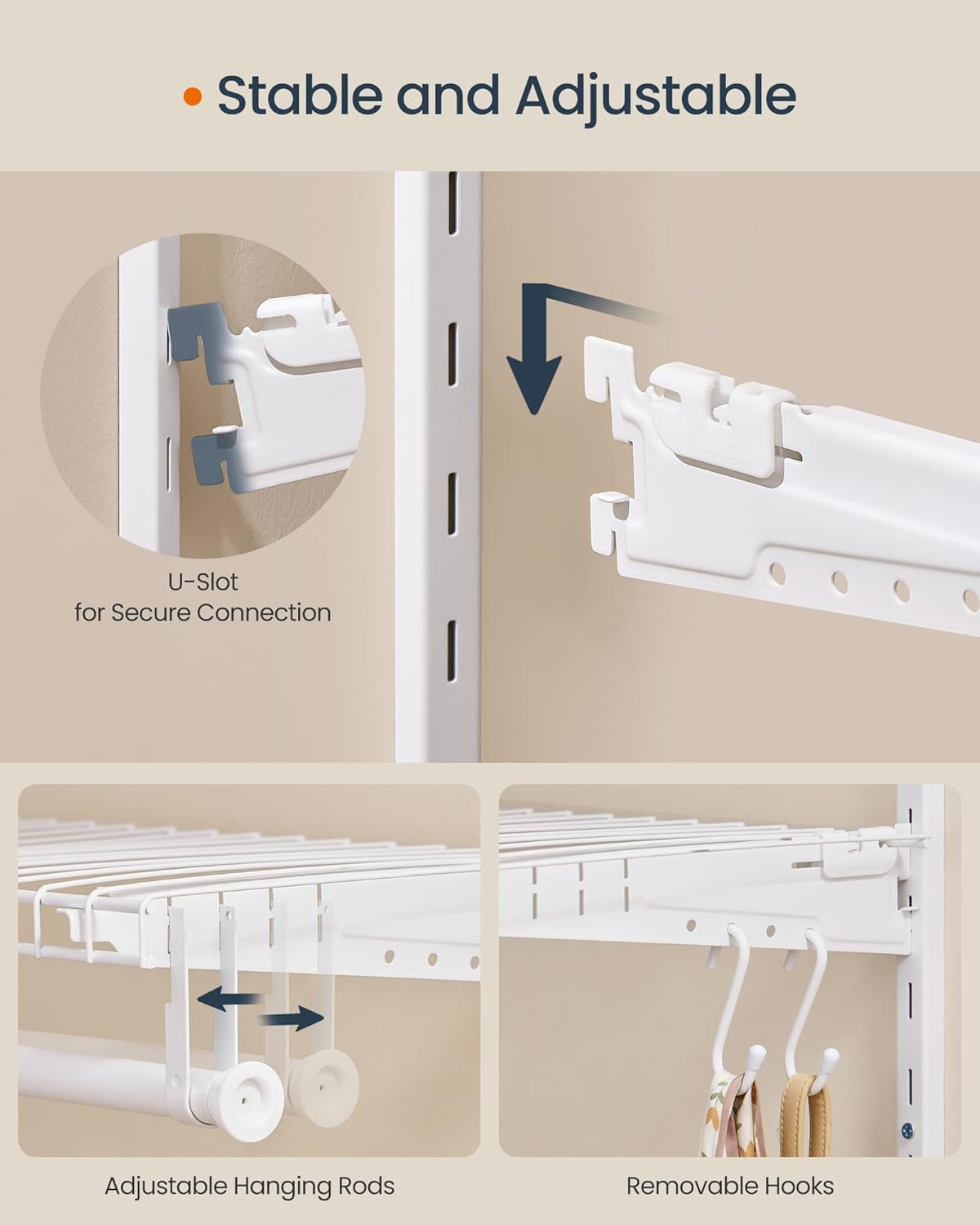 SONGMICS HOME Adjustable Closet System – Cloud White