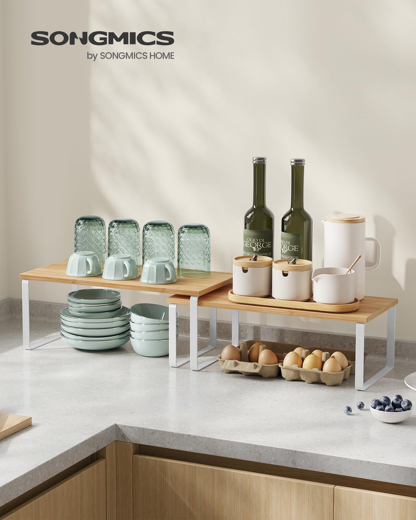 Adjustable Kitchen Cabinet Shelf Organizers (4-Pack)