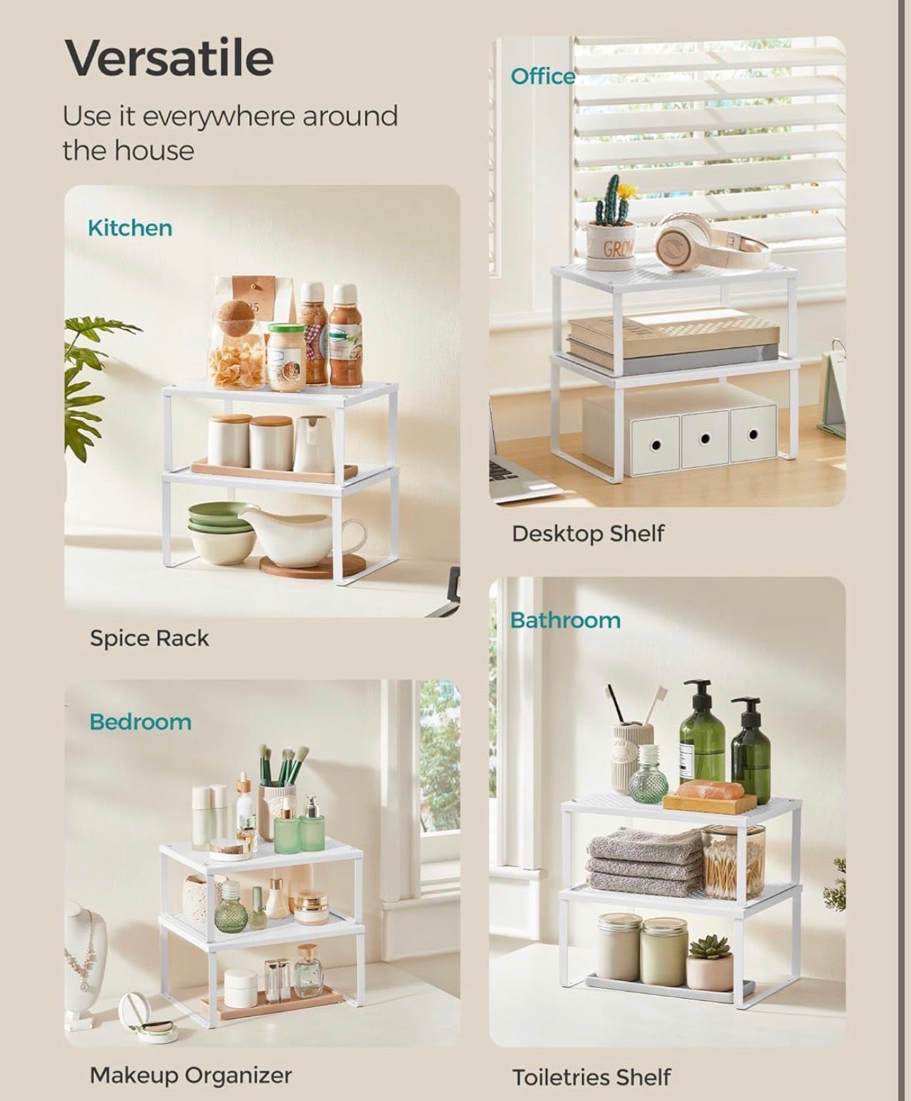 SONGMICS Set of 2 Expandable Metal Cabinet Shelves