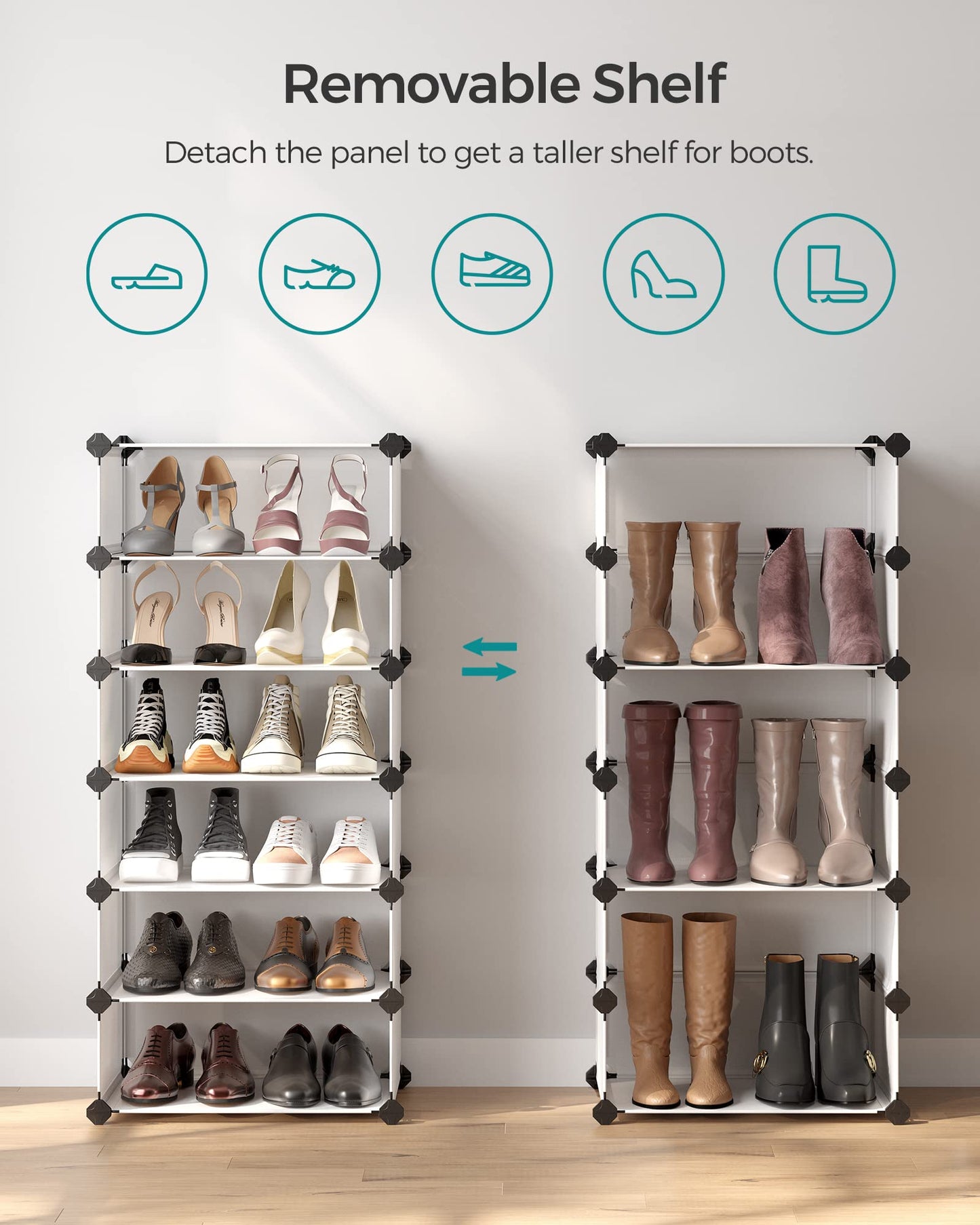 SONGMICS Modular 10-Cube Shoe Rack Organizer
