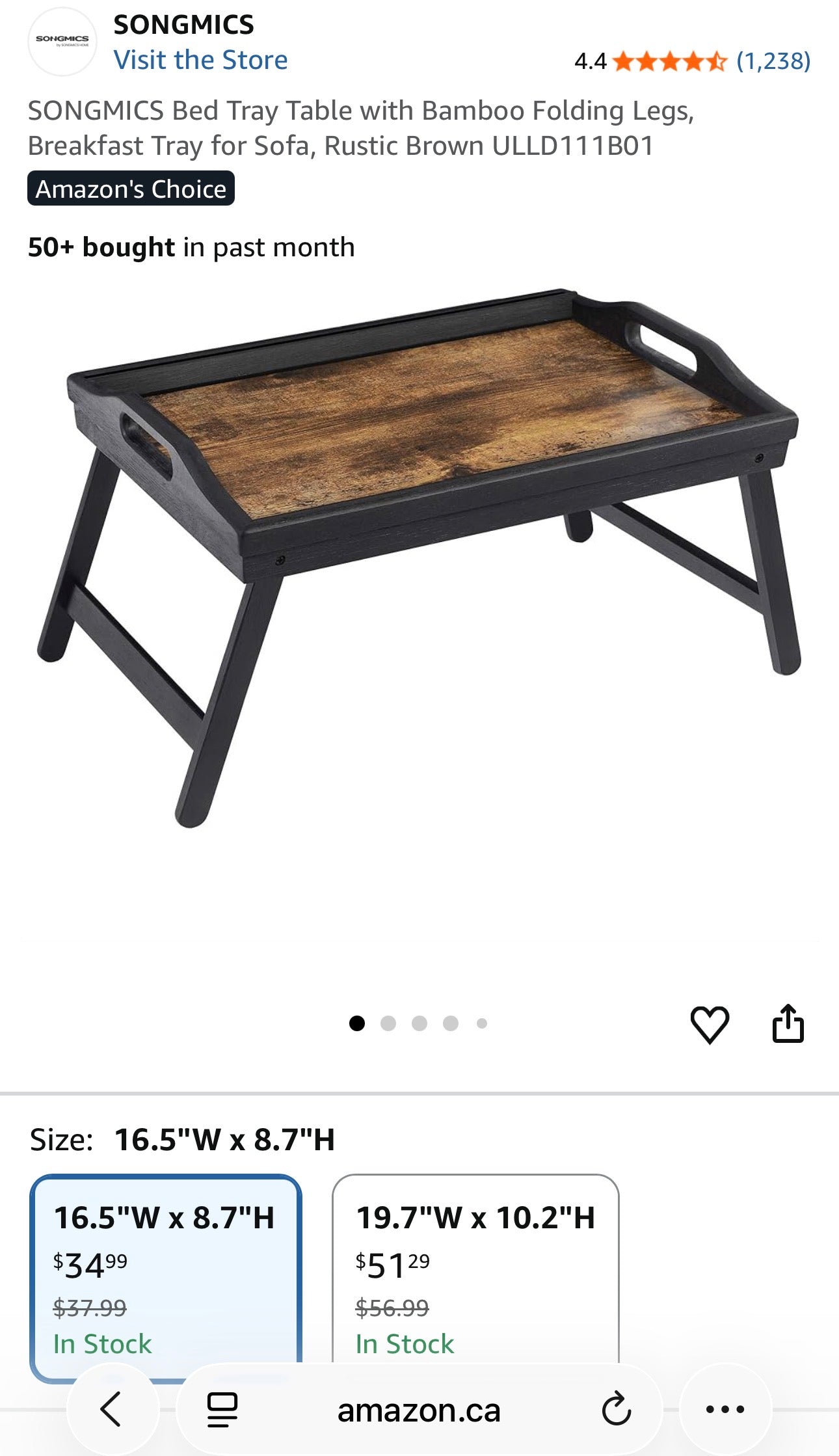 SONGMICS Rustic Folding Breakfast Tray – Rustic Brown