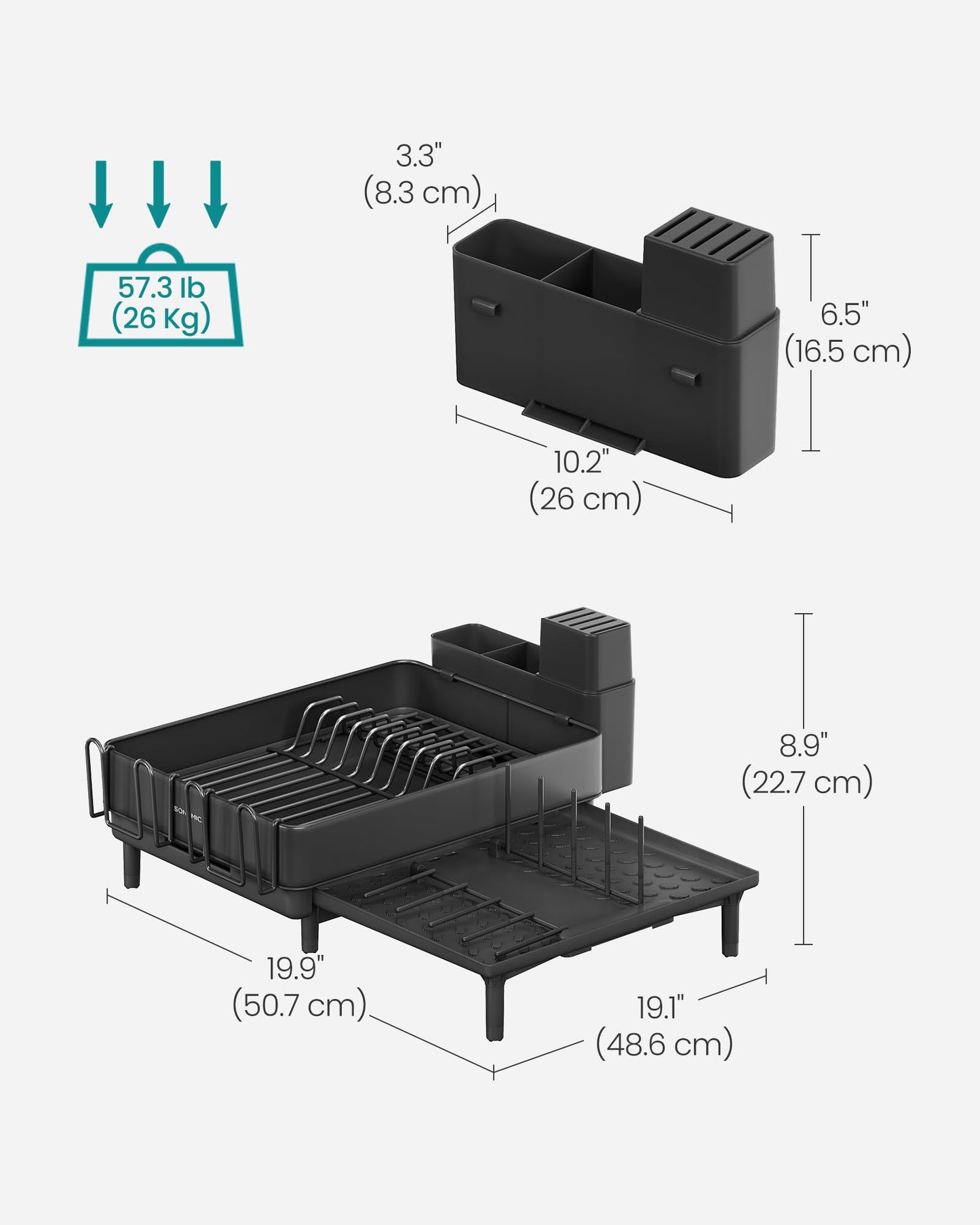 SONGMICS Dish Drying Rack- Black