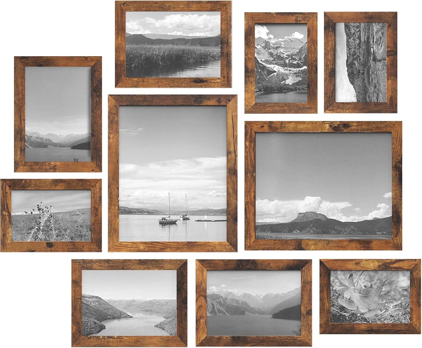 SONGMICS 10-Pack Picture Frame Set – Rustic Brown