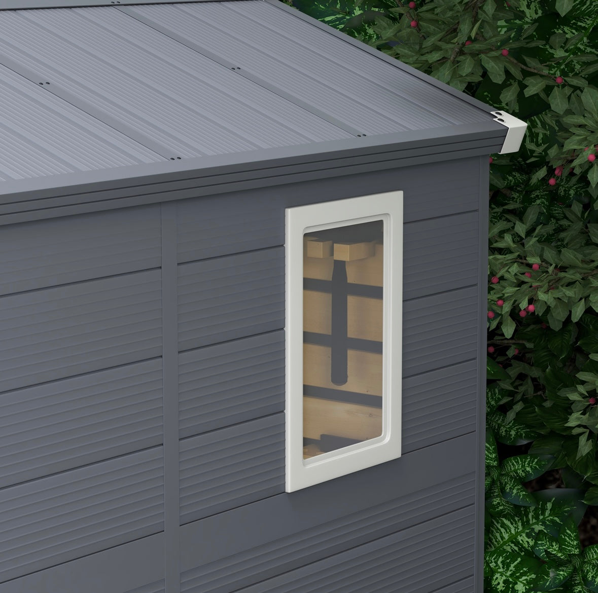 Waterproof Recycled Plastic Outdoor Storage Shed – Reinforced Garden Tool Shed with Door, Window & Vents
