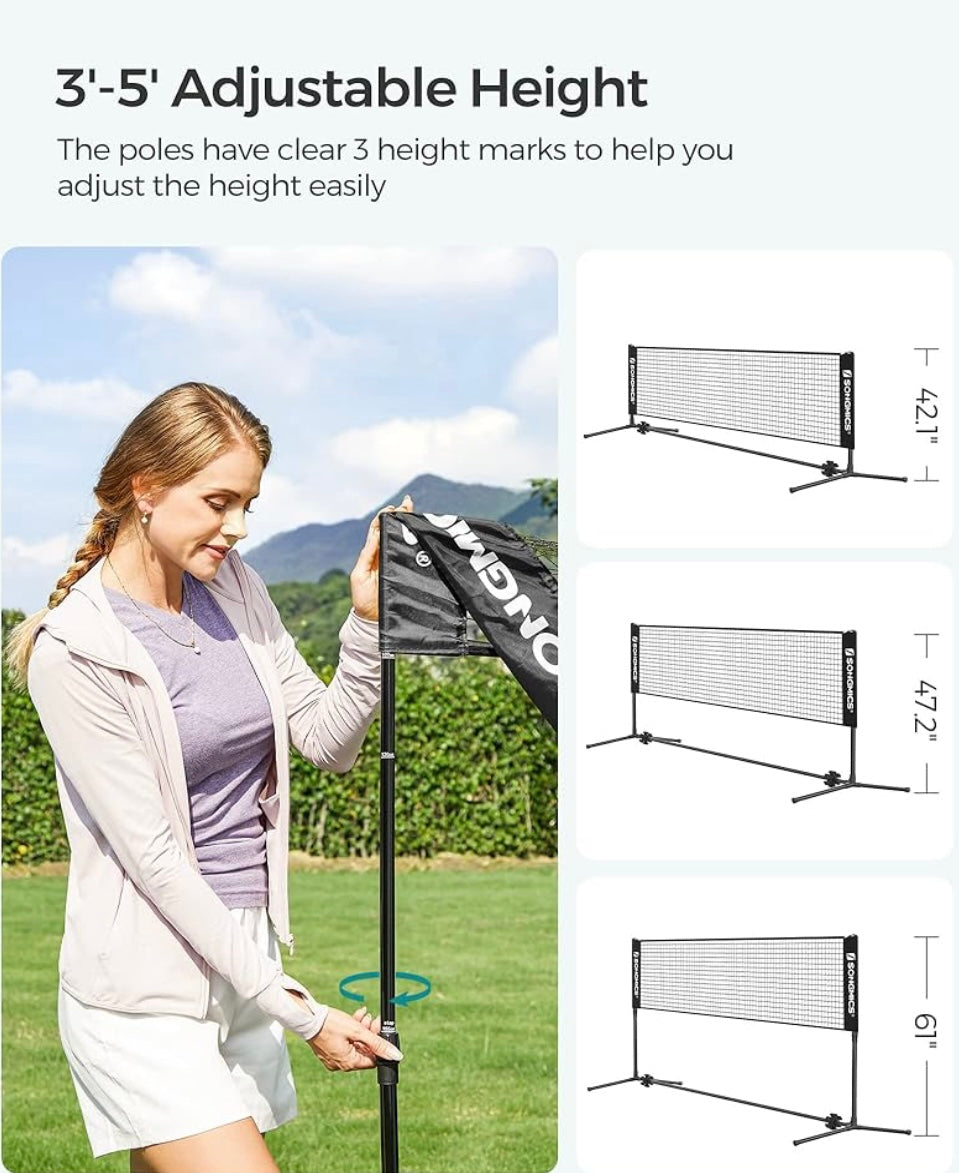 SONGMICS 10FT Adjustable Badminton & Multi-Sport Net Set – Portable Outdoor Game Kit (Black)