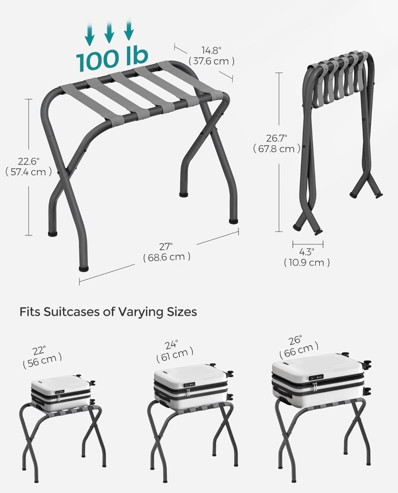 SONGMICS Foldable Steel Luggage Rack