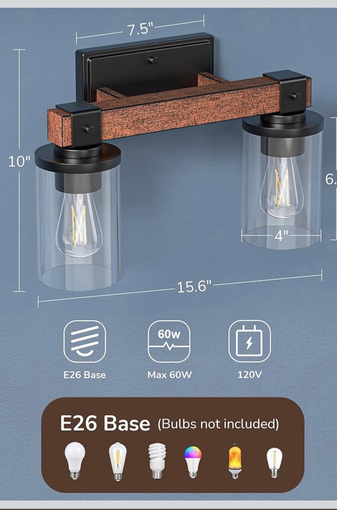 EDISHINE Farmhouse Bathroom Vanity Light