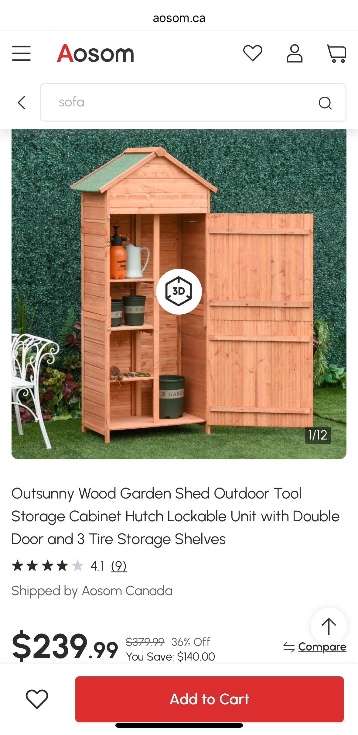 Outsunny Wooden Outdoor Storage Shed – 3 Shelves | Waterproof Fir Wood | Lockable Double Doors | Natural Finish