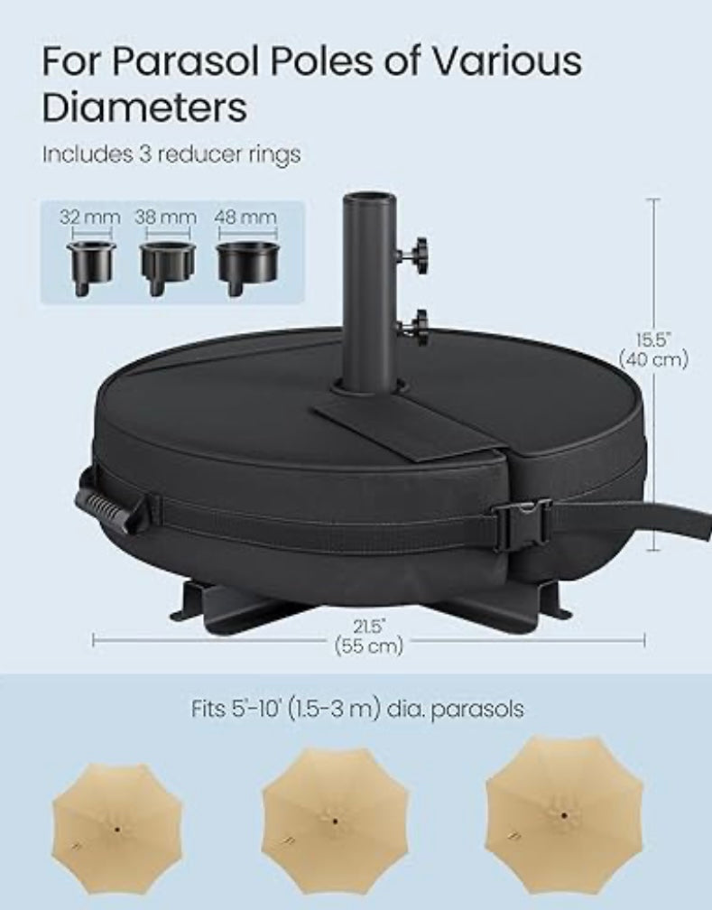 Adjustable Patio Umbrella Stand with Sand-Fill Bag — Fits Multiple Pole Sizes