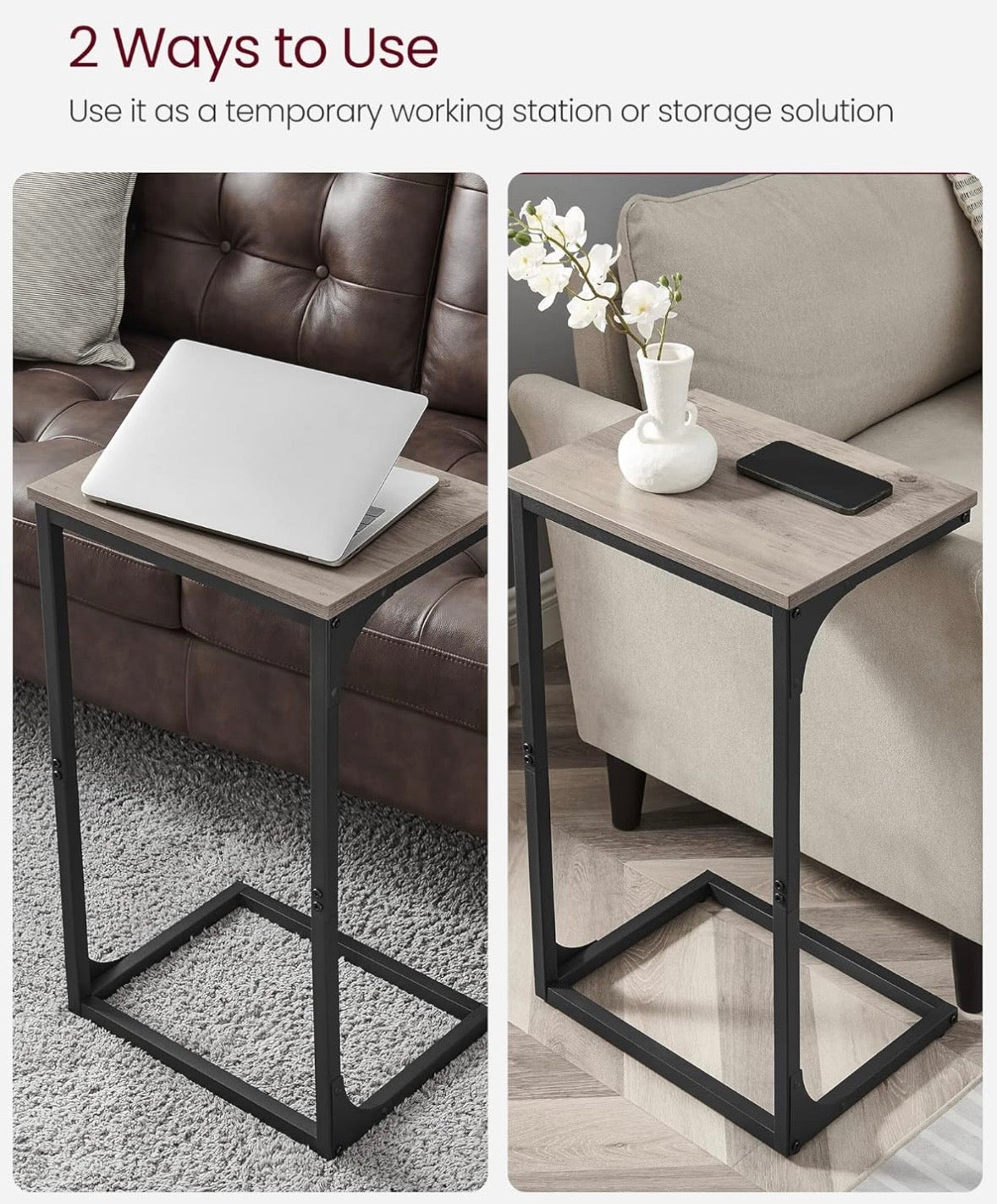 VASAGLE C-Shaped Side Table