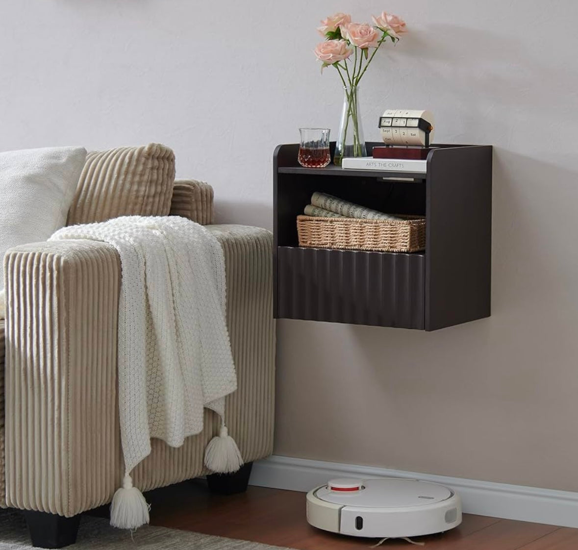 BuildHom Floating Wall-Mounted Nightstands – Espresso Finish (Set of 2)