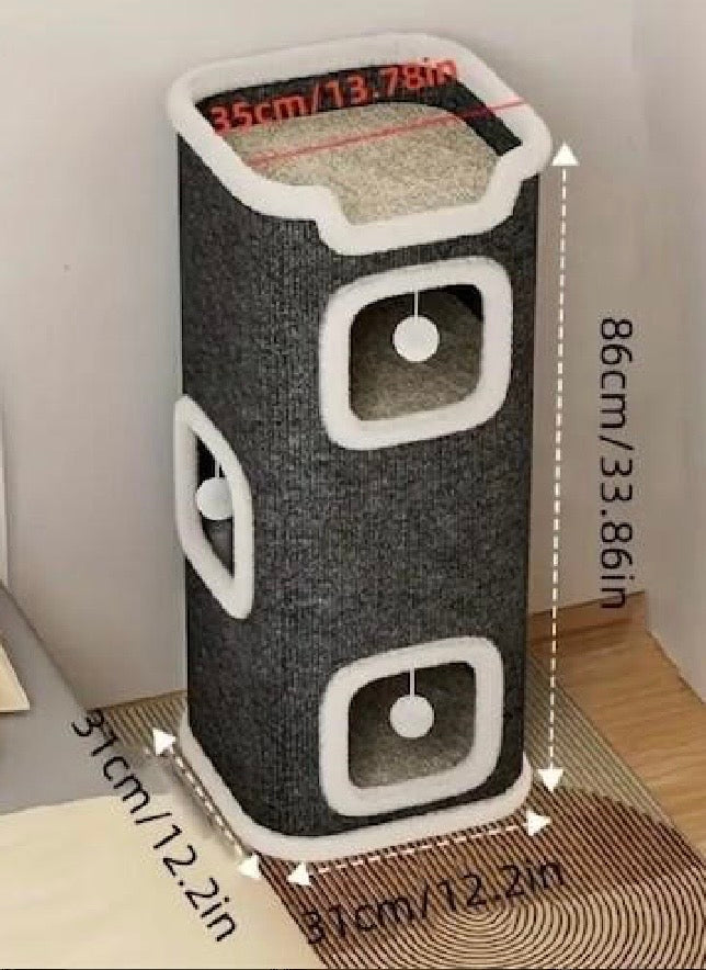 Sisal Cat Scratching Post Lounge Bed with Toy Ball