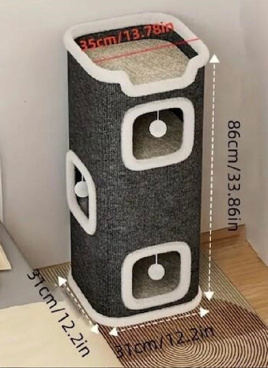 Sisal Cat Scratching Post Lounge Bed with Toy Ball