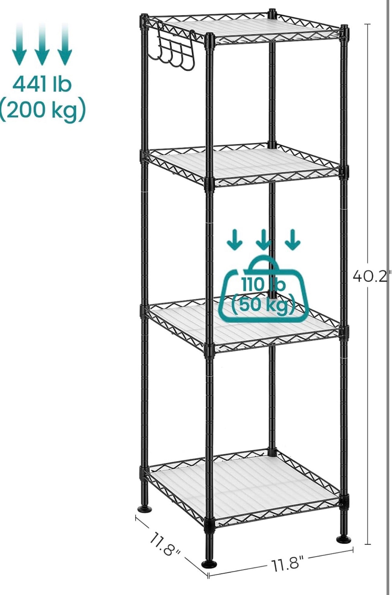 SONGMICS 4-Tier Powder-Coated Metal Storage Rack