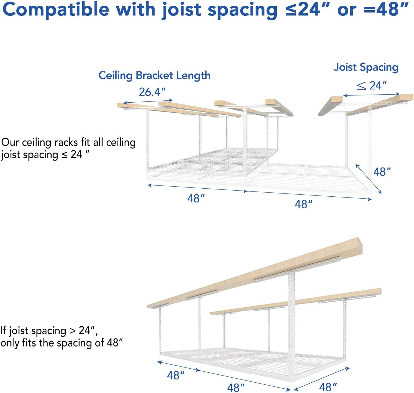 Heavy-Duty Garage Overhead Storage Rack – 4’ x 8’