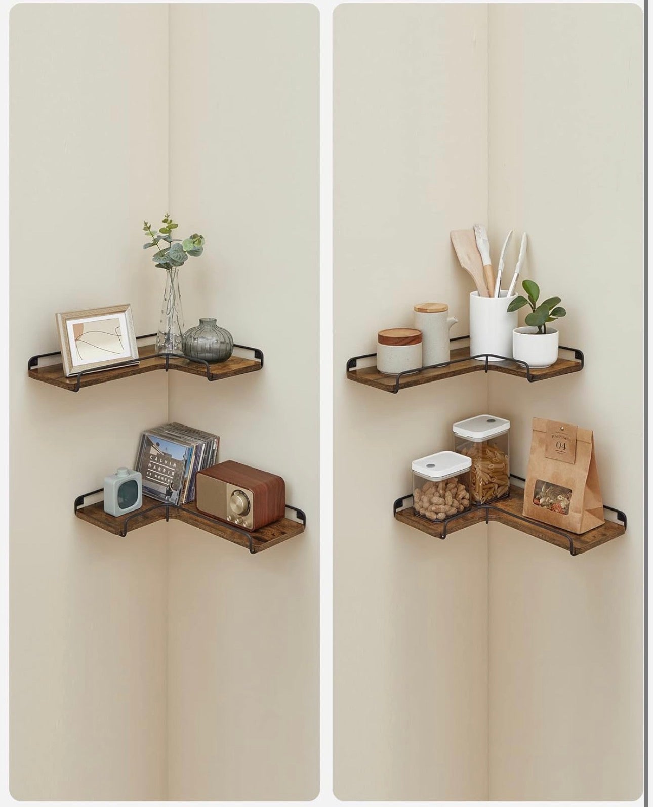 VASAGLE 2-Piece Corner Floating Wall Shelf Set