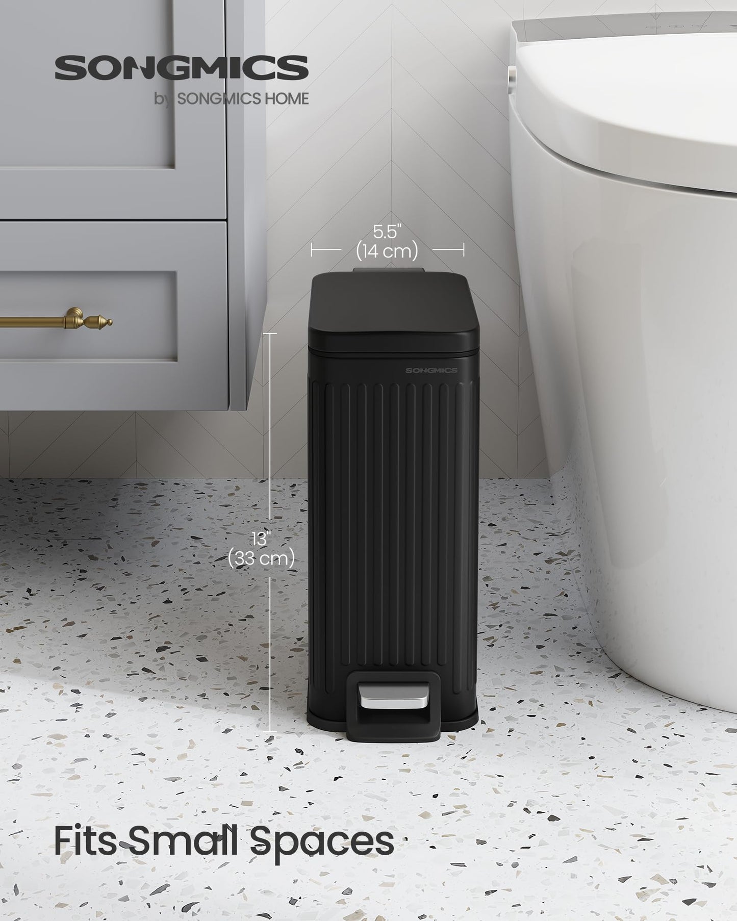 SONGMICS Slim Step Trash Can