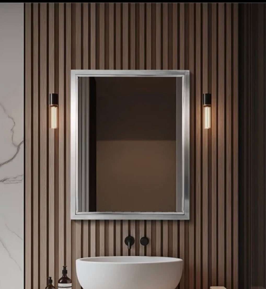 NEW – Head West Brushed Nickel Bathroom Mirror – 24” x 30”