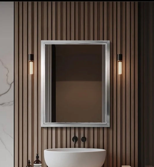 NEW – Head West Brushed Nickel Bathroom Mirror – 24” x 30”