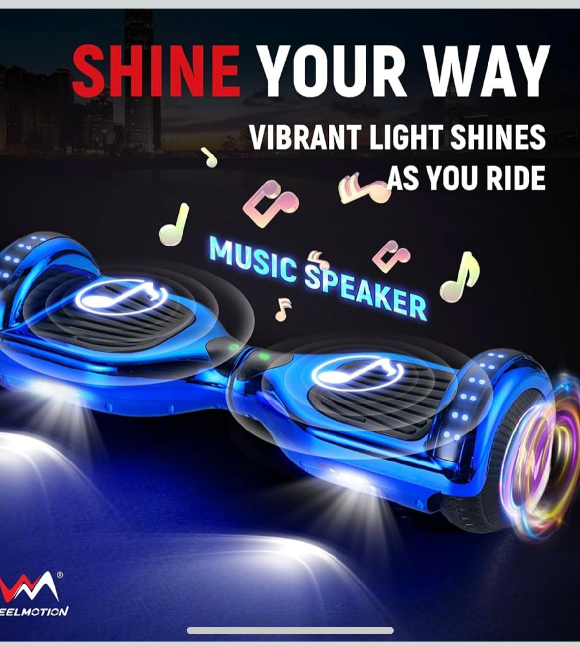 WEELMOTION Chrome Blue Hoverboard with LED Lights & Bluetooth Speaker – 40% Off Amazon Price!