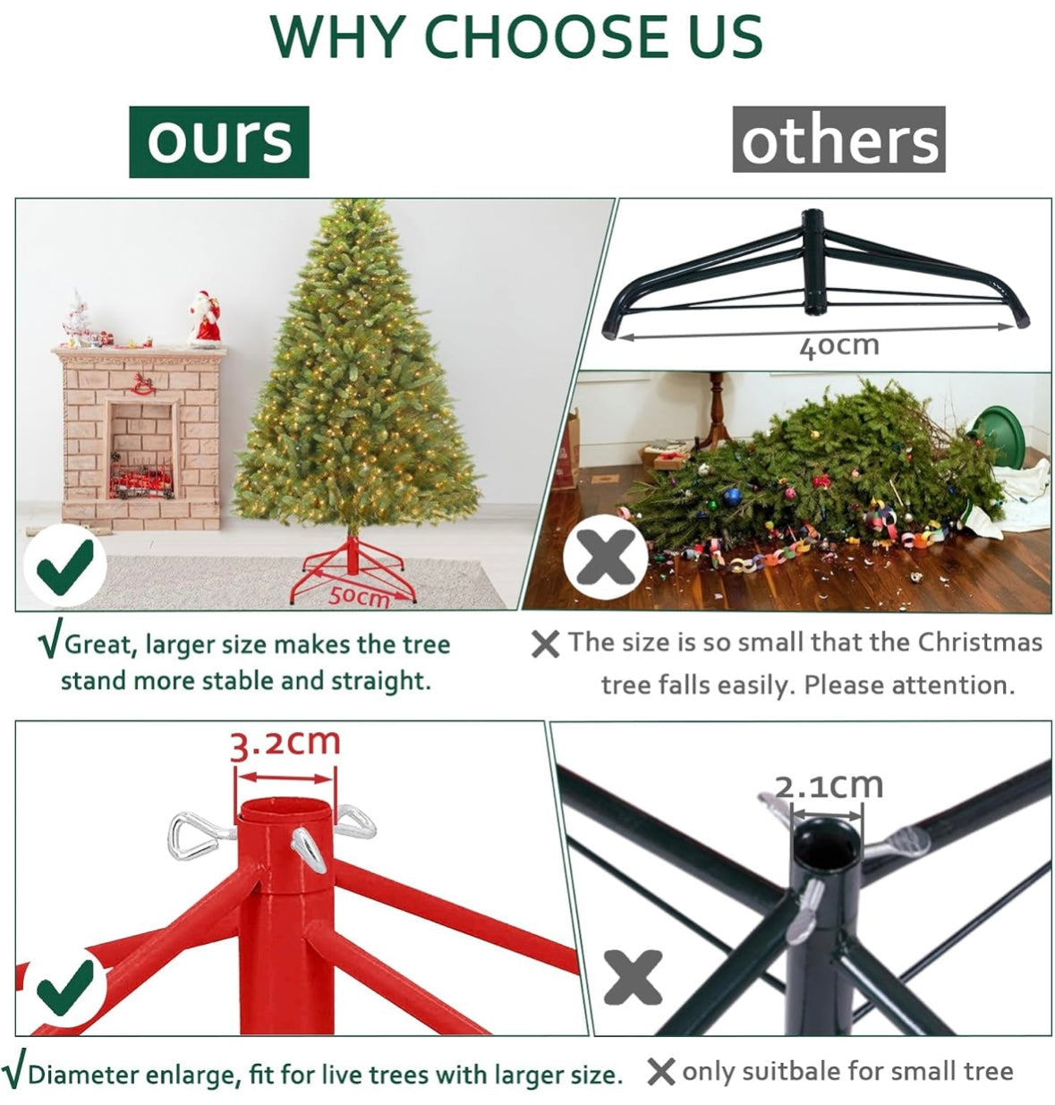 Metal Christmas Tree Stand — Folding 4-Leg Design for 5–8 ft Artificial Trees