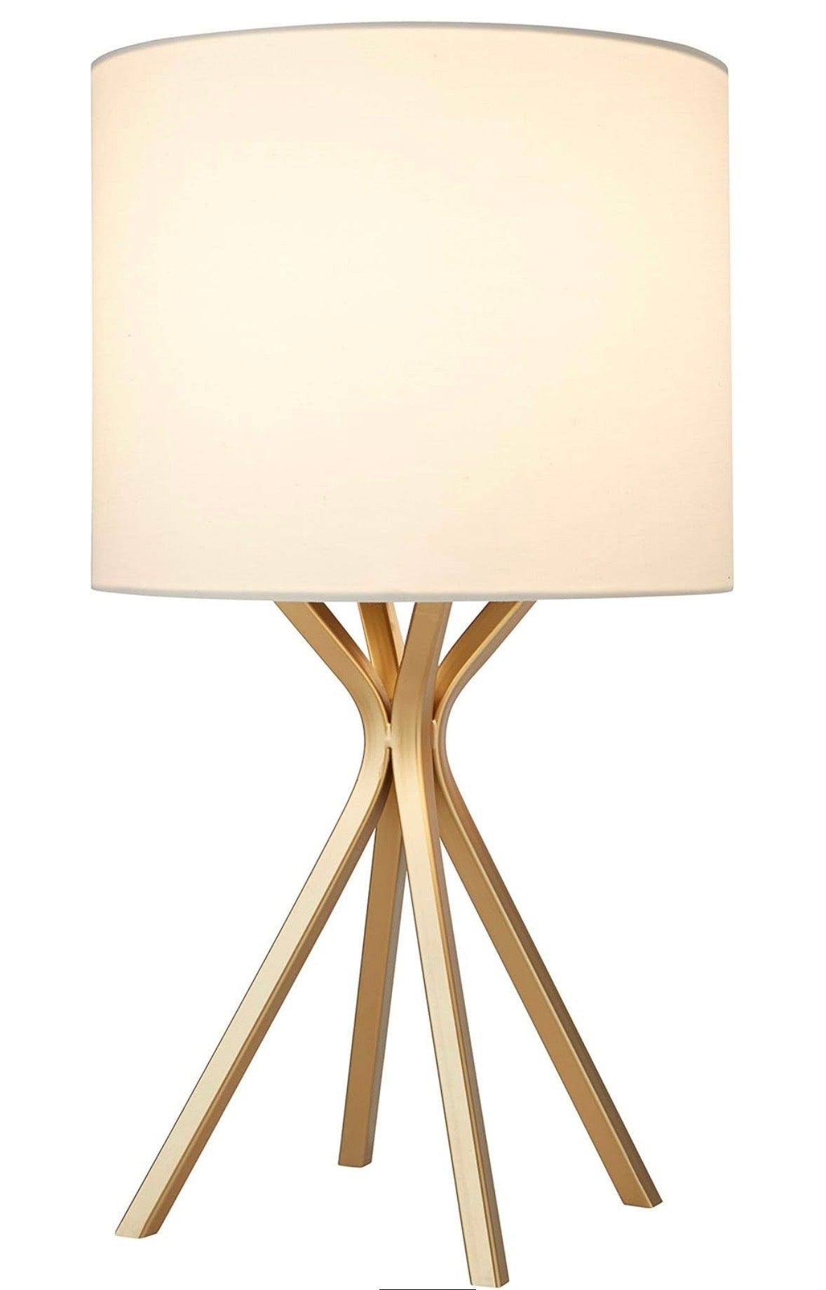 Modern Satin Gold Table Lamp with Linen Shade