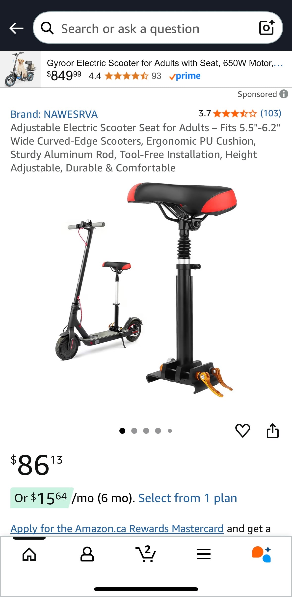 NAWESRVA Adjustable Electric Scooter Seat — Universal Foldable Design (Red/Black)