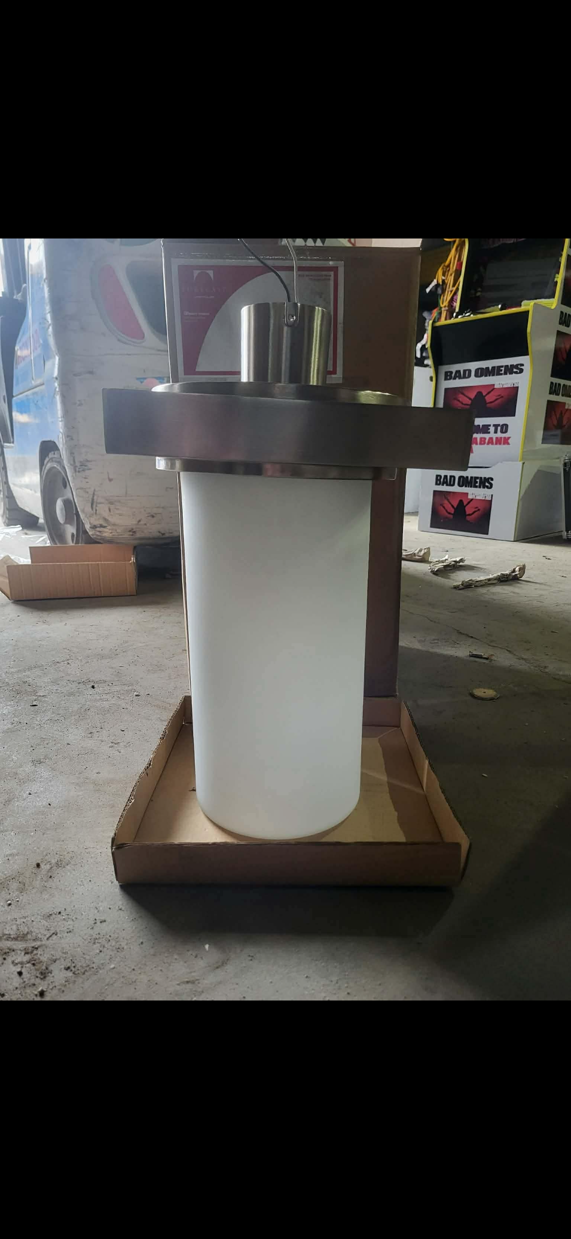 Luxury Commercial Ceiling Light Fixture – Brushed Steel & Frosted Glass