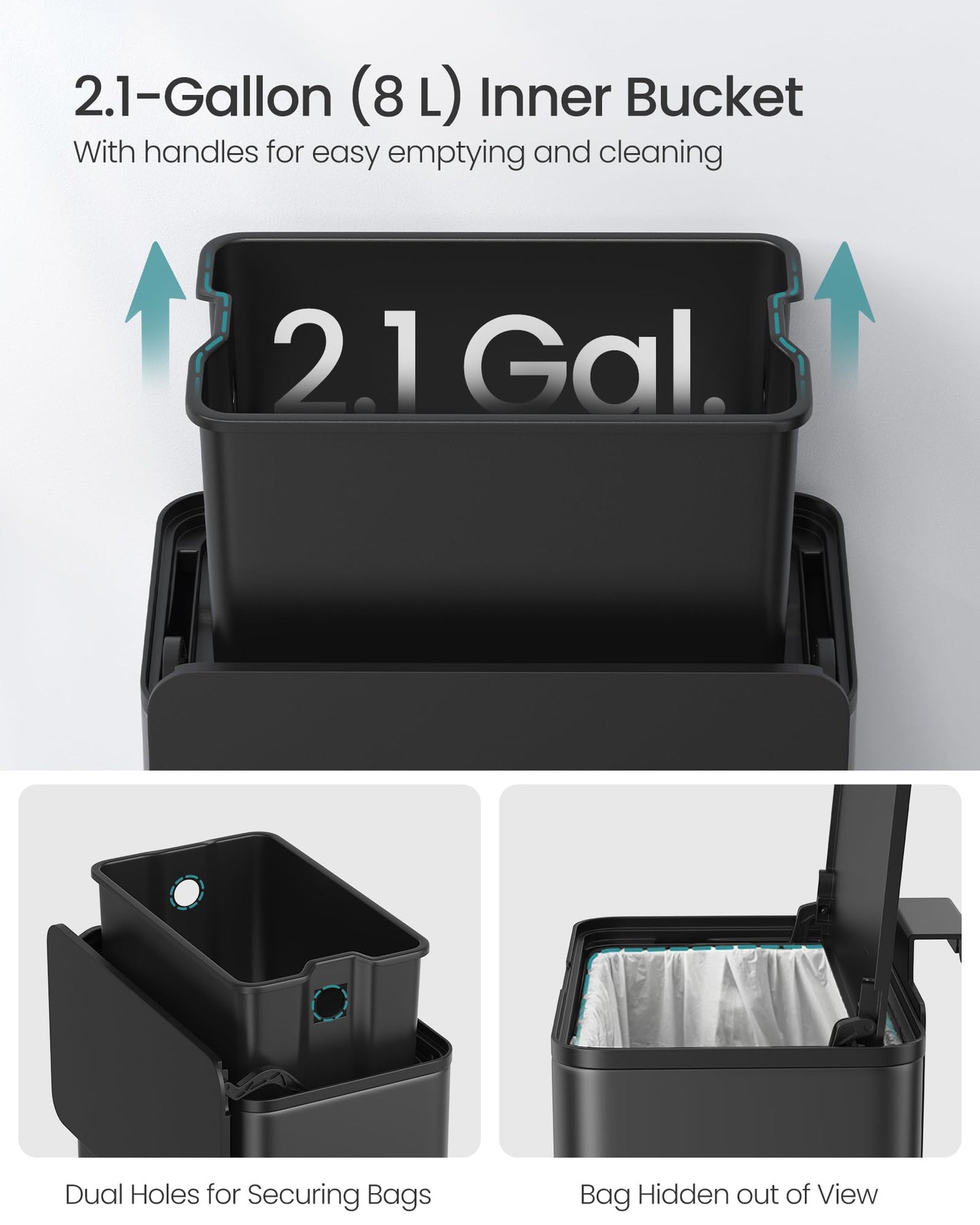 SONGMICS 2.1-Gallon Hanging Kitchen Trash Can