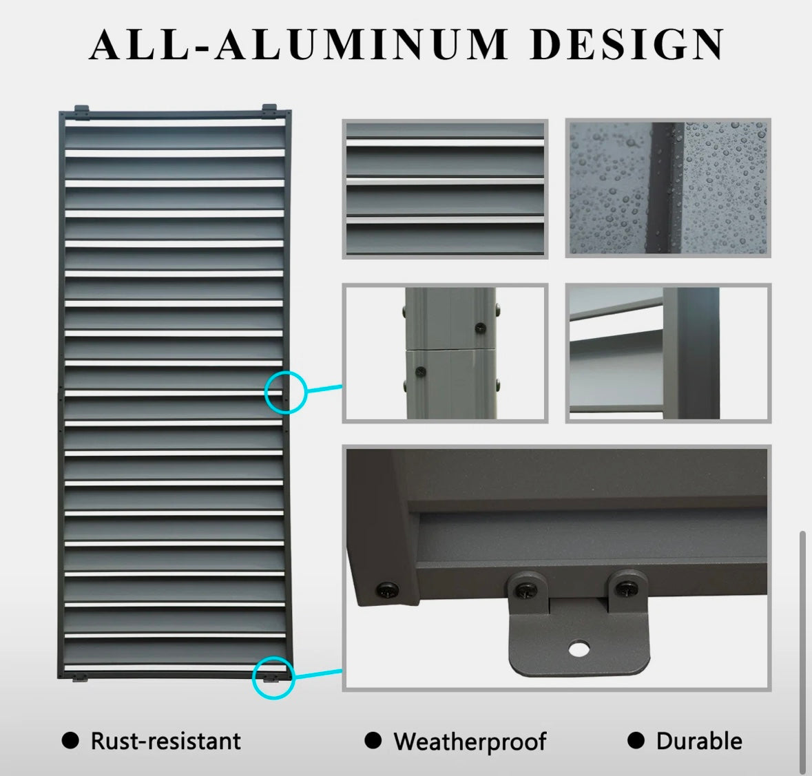 Outdoor Pergola Shade Screen – Rust-Resistant Aluminum Privacy Panel