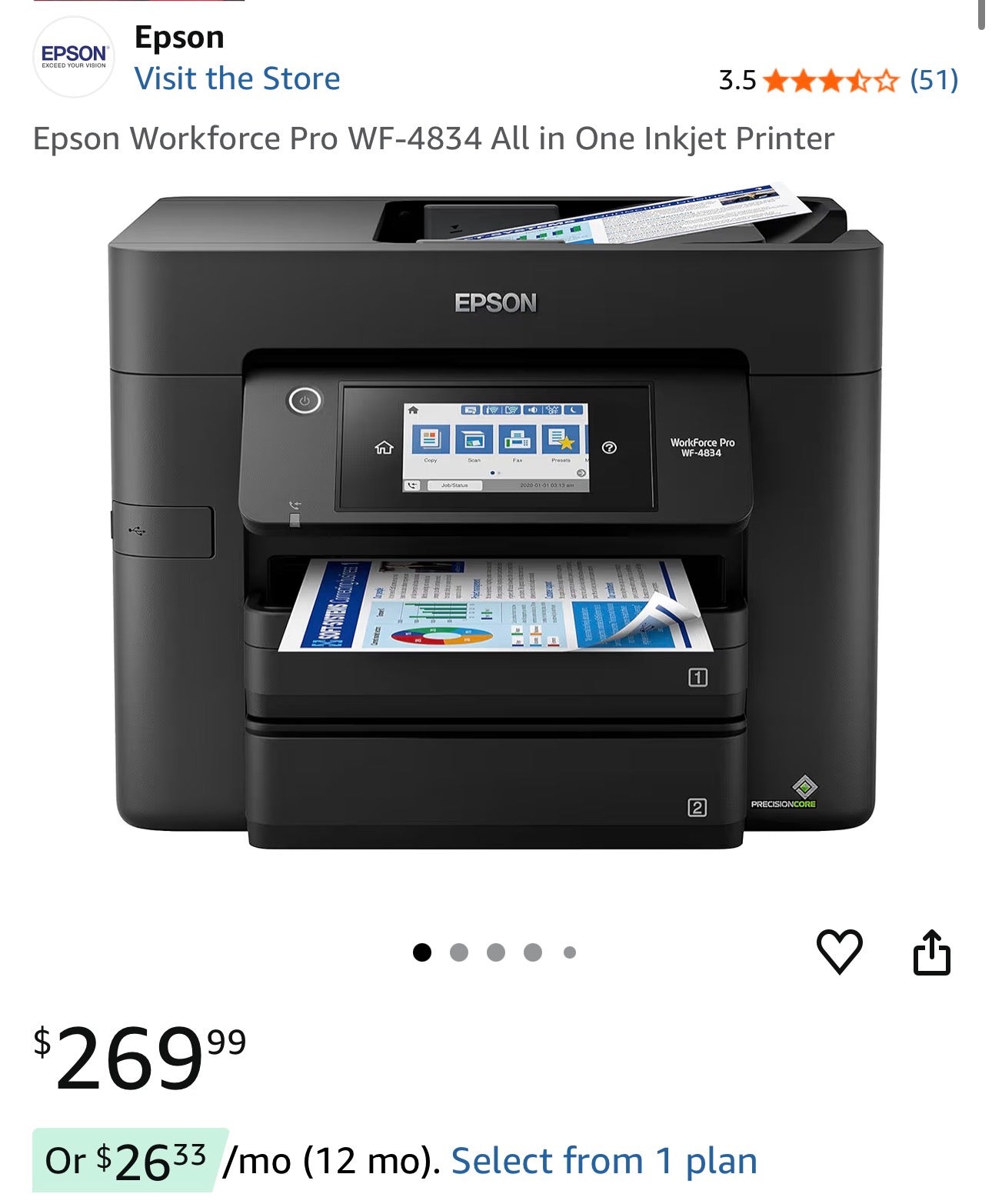 Epson Workforce Pro WF-4834 All-In-One Printer