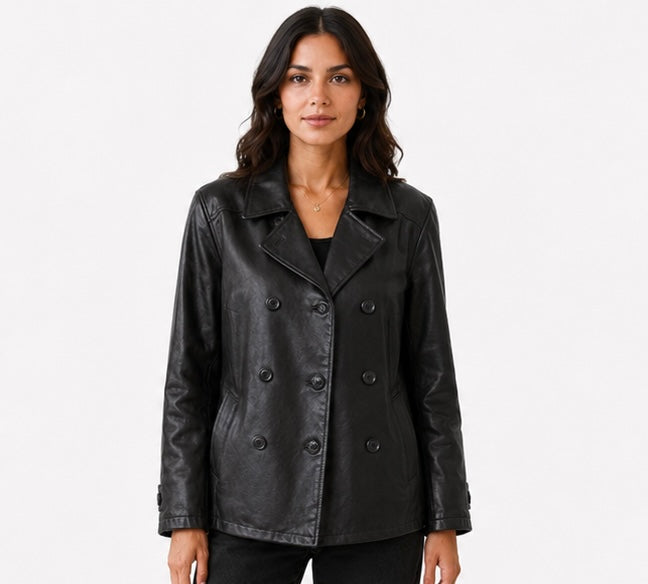 Women’s Double-Breasted Leather Jacket