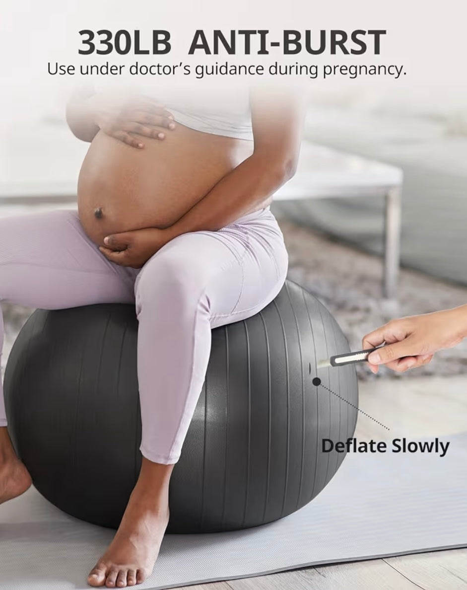 🏷️ Trideer Extra-Thick Anti-Burst Exercise Ball with Pump — 65 cm Yoga & Stability Ball (Black)