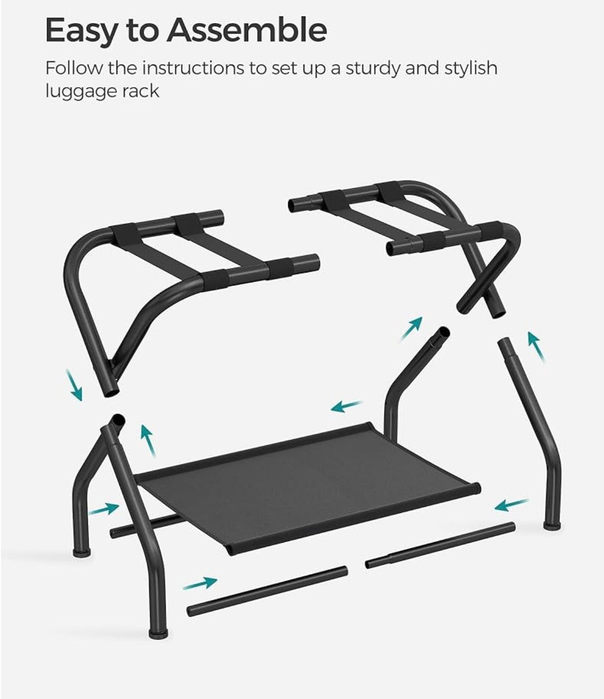SONGMICS Folding Luggage Rack Set – 2 Pack w/ Bottom Shelf