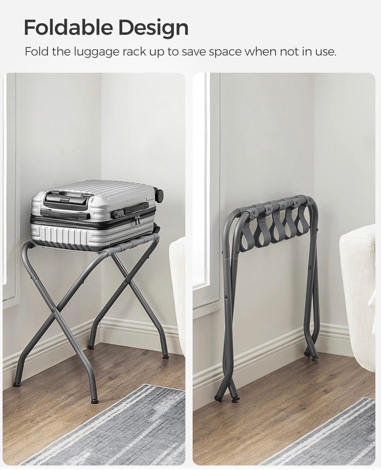 SONGMICS Foldable Steel Luggage Rack