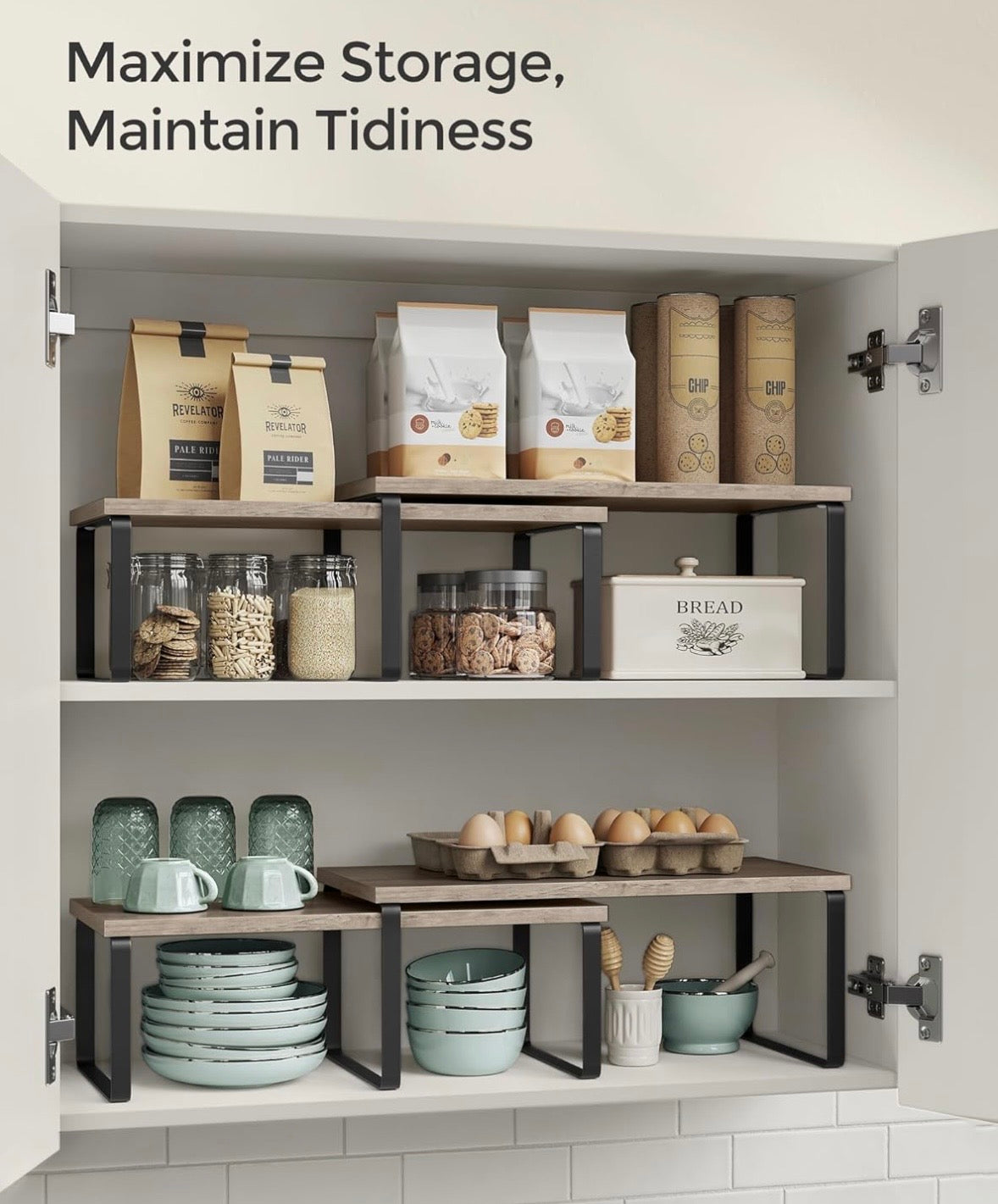4-Piece Expandable Cabinet & Countertop Organizer Shelf Set
