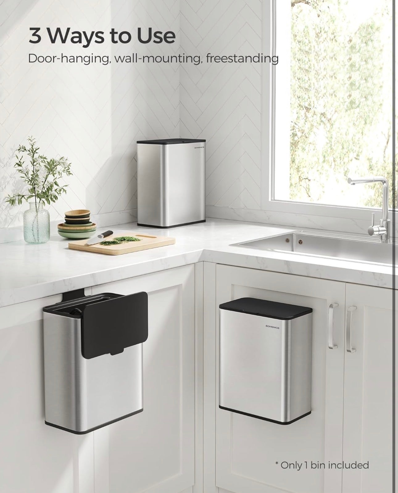 SONGMICS 2.1-Gallon Hanging Kitchen Trash Can
