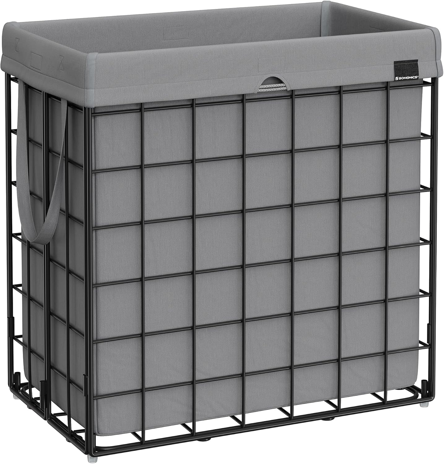 SONGMICS Collapsible Laundry Basket – Black + Gray (29 Gallon)